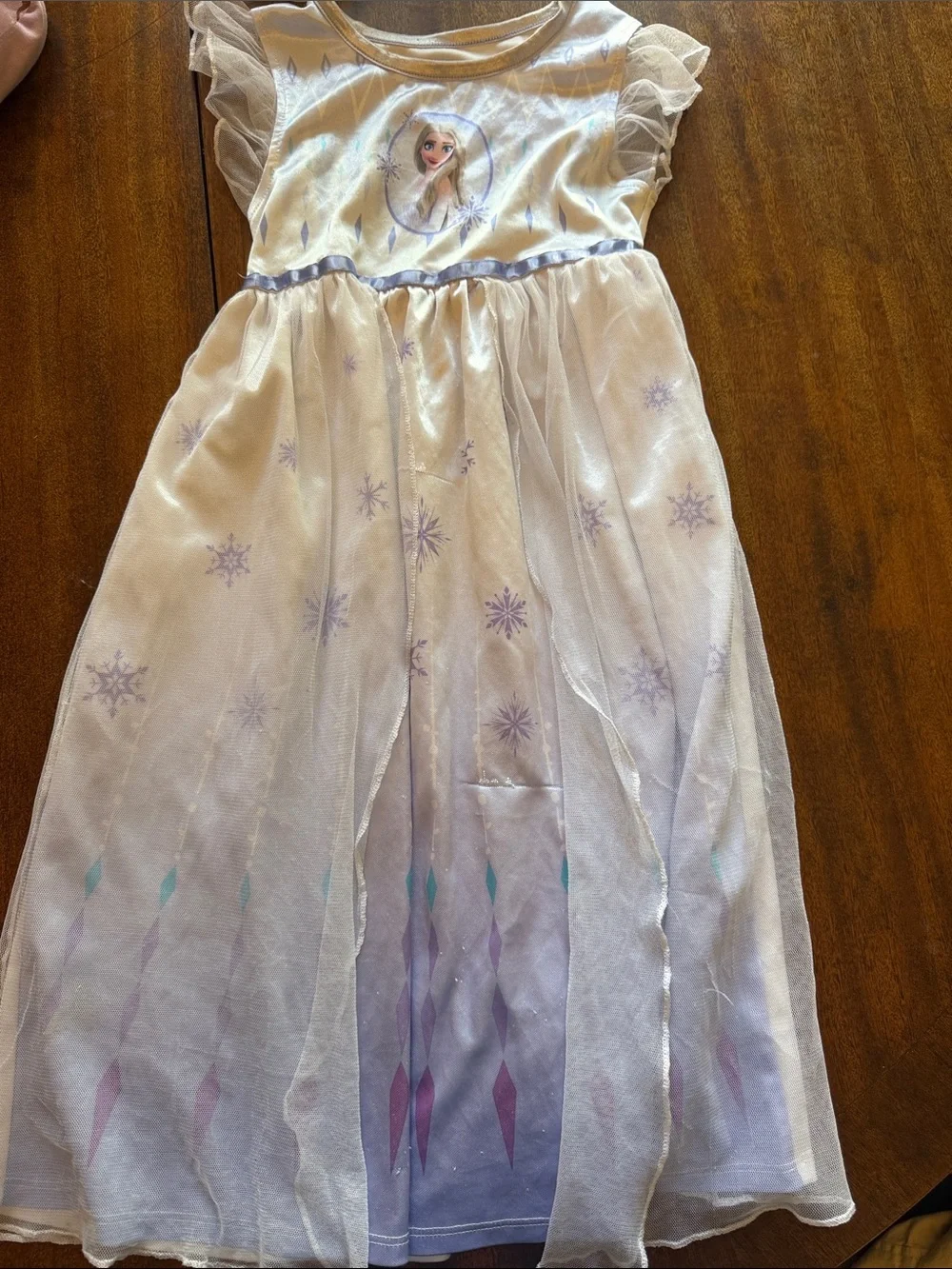 Disney Girls White and Lavender Frozen Elsa Nightgown Pajamas